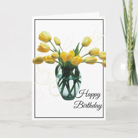 Birthday Card-Yellow Tulips Card Kaart (Voorkant)
