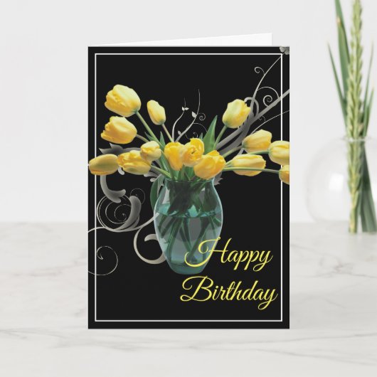 Birthday Card-Yellow Tulips Card Kaart (Voorkant)