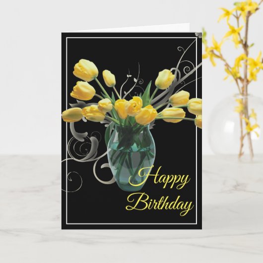 Birthday Card-Yellow Tulips Card Kaart (Gele Bloem)