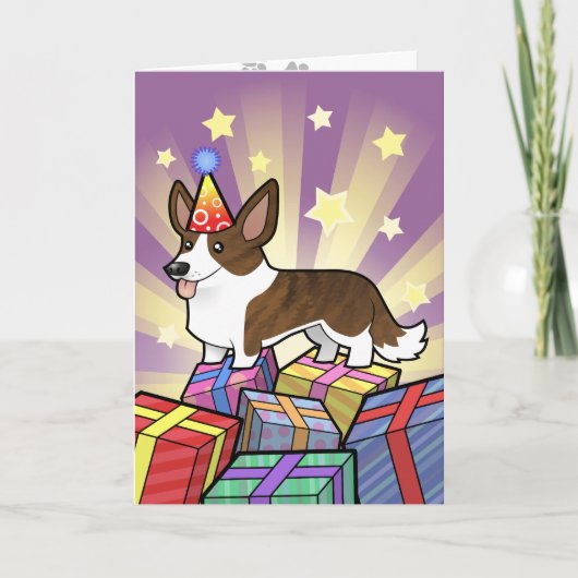 Birthday Cardigan Welsh Corgi Kaart (Voorkant)