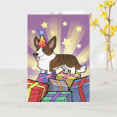 Birthday Cardigan Welsh Corgi Kaart (Gele Bloem)