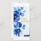birthday cards blue modern floral watercolor (Achterkant)
