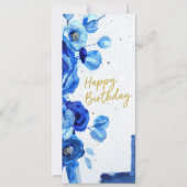 birthday cards blue modern floral watercolor (Voorkant)