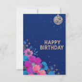 birthday cards blue modern flowers retro kaart (Achterkant)