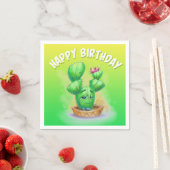 Birthday cartoon cactus napkins servet (Insitu)