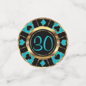 Birthday Casino Poker Chip - Blauwgroen Confetti (Kleine voorkant)