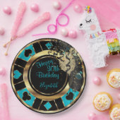 Birthday Casino Poker Chip - Blauwgroen Papieren Bordje (Feest)
