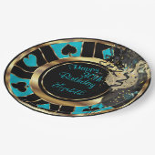 Birthday Casino Poker Chip - Blauwgroen Papieren Bordje (Gekanteld)