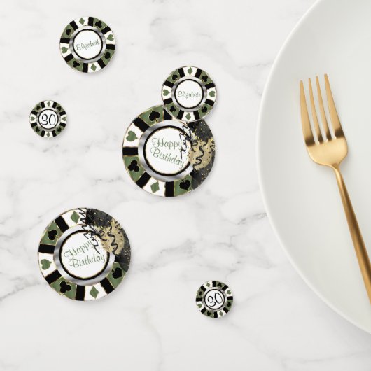Birthday Casino Poker Chip - Green Confetti (Groep)