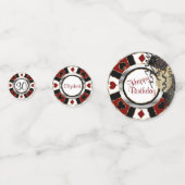 Birthday Casino Poker Chip - in een donkerrood Confetti (Achterkanten)