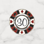 Birthday Casino Poker Chip - in een donkerrood Confetti (Kleine voorkant)