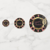 Birthday Casino Poker Chip - Roos Gold Confetti (Achterkanten)