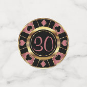 Birthday Casino Poker Chip - Roos Gold Confetti (Kleine voorkant)