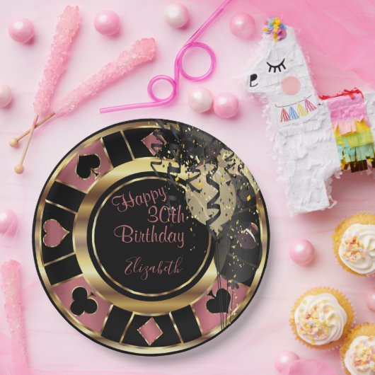 Birthday Casino Poker Chip - Roos Papieren Bordje (Feest)