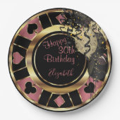 Birthday Casino Poker Chip - Roos Papieren Bordje (Voorkant)