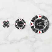 Birthday Casino Poker Chip - Zilver en zwart Confetti (Achterkanten)
