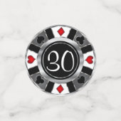Birthday Casino Poker Chip - Zilver en zwart Confetti (Kleine voorkant)