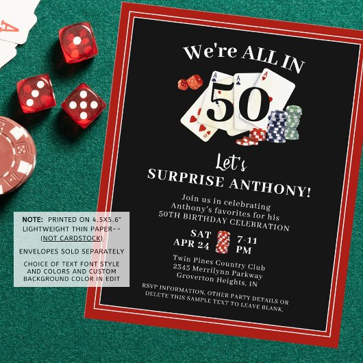 Birthday Casino Poker - Uitnodiging tot het indien