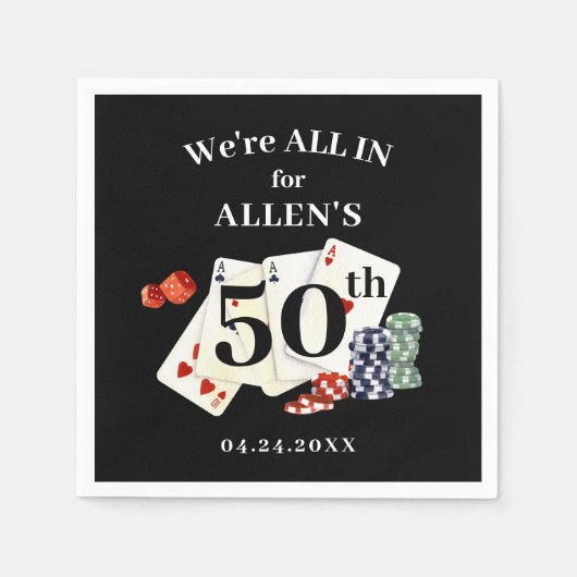 Birthday Casino Poker Vegas Persoonlijk Servet (Voorkant)