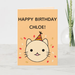 Birthday Cat   Beige Cat Happy Birthday gevouwen Kaart