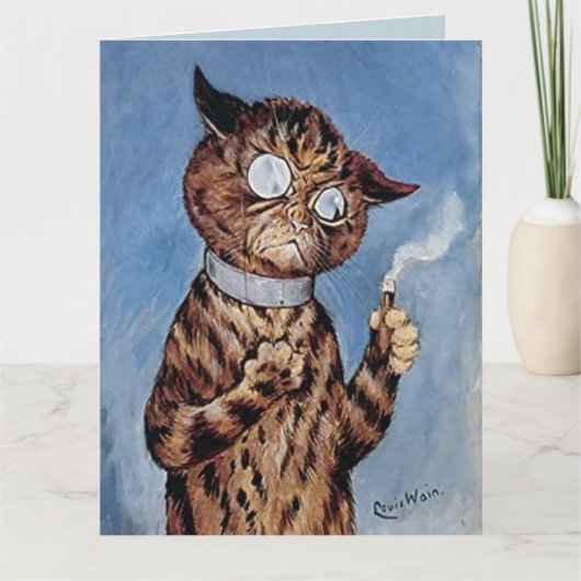 BIRTHDAY CAT DAD CIGAR LOUIS WAIN CARD KAART (Voorkant)
