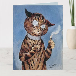 BIRTHDAY CAT DAD CIGAR LOUIS WAIN CARD KAART