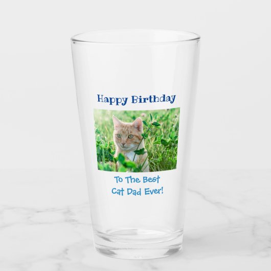 Birthday Cat Dad World's Best Ever Pet Photo Glas (Voorkant)