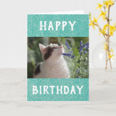 Birthday Cat Dad World's Best Ever Pet Photo Kaart (Gele Bloem)