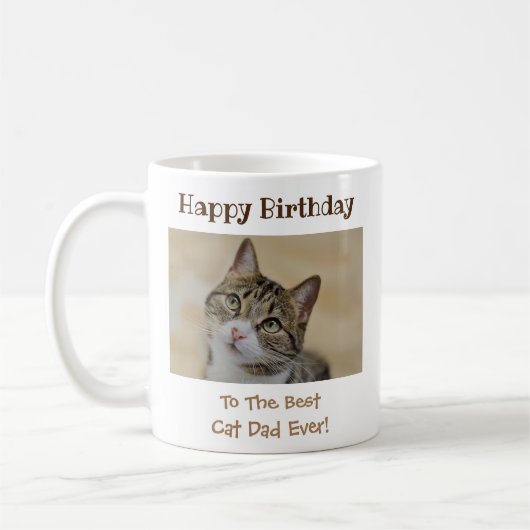 Birthday Cat Dad World's Best Ever Pet Photo Koffiemok (Links)