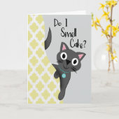 Birthday Cat Do I Smell Cake Kaart (Gele Bloem)