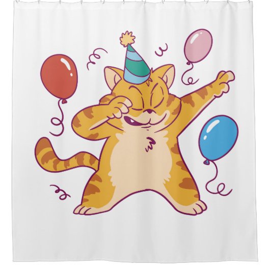 Birthday cat douchegordijn (Voorkant)