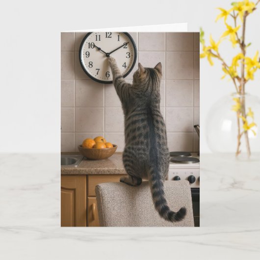 Birthday Cat for Getting Older Humor Kaart (Gele Bloem)