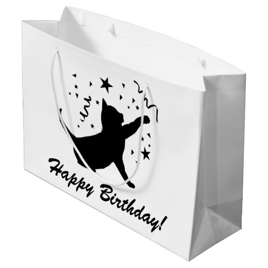 Birthday Cat Gift Bag Groot Cadeauzakje (Achterkant Gekanteld)