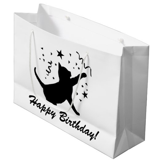 Birthday Cat Gift Bag Groot Cadeauzakje (Voorkant Gekanteld)