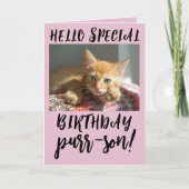 BIRTHDAY CAT GINGER KITTEN WENSKAART KAART (Voorkant)
