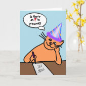 Birthday Cat Humor Kaart (Gele Bloem)