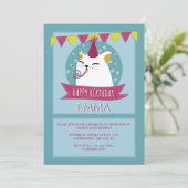 Birthday Cat Invitation Kaart (Staand voorkant)