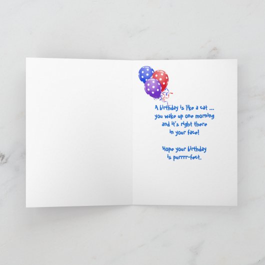 Birthday Cat Kaart (Binnen)