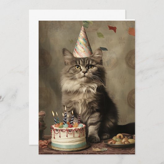 Birthday Cat Kaart (Voorkant / Achterkant)