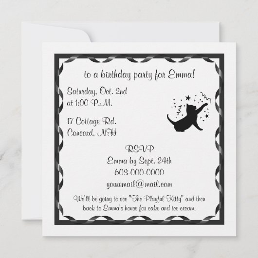 Birthday Cat  Kaart (Achterkant)