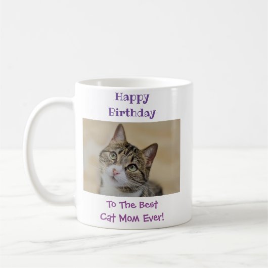 Birthday Cat mam Best Ever Pet Photo Koffiemok (Links)