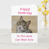 Birthday Cat Mam World's Best Ever Pet Photo Kaart (Gele Bloem)