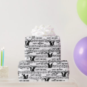 Birthday Cat op vel Music Cadeaupapier