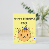 Birthday Cat | Oranje kat Happy Birthday Briefkaart (Staand voorkant)