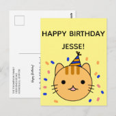 Birthday Cat | Oranje kat Happy Birthday Briefkaart (Voorkant / Achterkant)