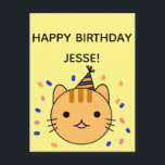 Birthday Cat | Oranje kat Happy Birthday Briefkaart<br><div class="desc">Het is een verjaardag! Viel met een mooie persoonlijke kaart!</div>