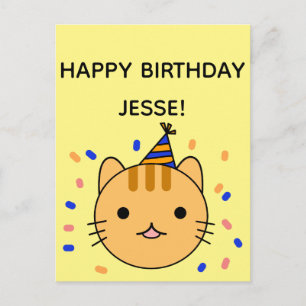 Birthday Cat Oranje kat Happy Birthday Briefkaart