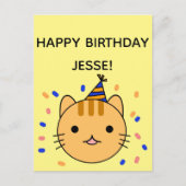 Birthday Cat | Oranje kat Happy Birthday Briefkaart (Voorkant)