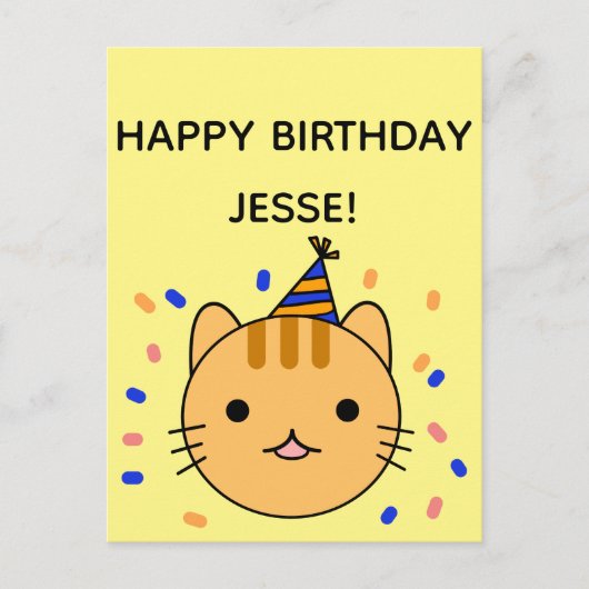 Birthday Cat | Oranje kat Happy Birthday Briefkaart (Voorkant)