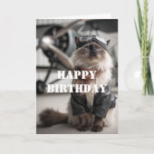 Birthday Cat Pilot Airplane Cool Funny Aviation Kaart (Voorkant)